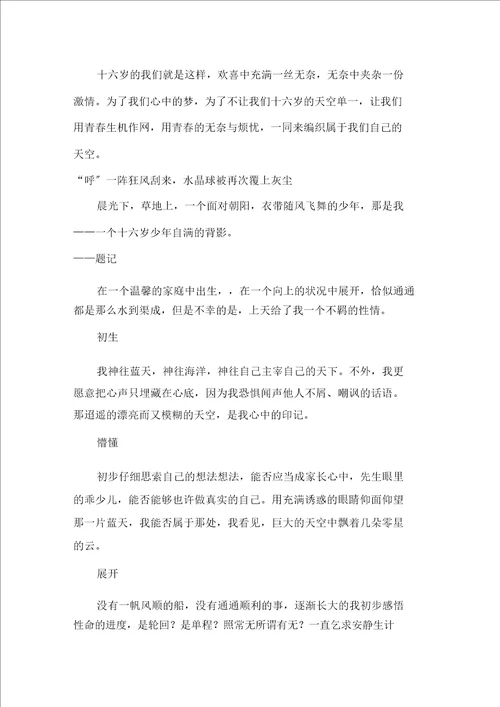中小学十六岁的天空作文精选15篇