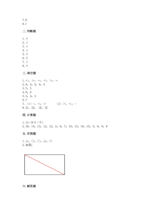 人教版一年级下册数学期中测试卷附答案【培优a卷】.docx