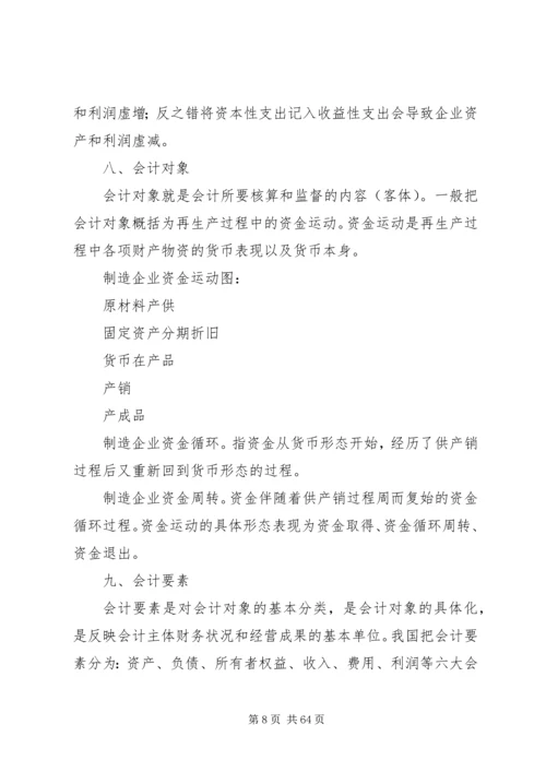 会计学基础各章学习目标及重难点.docx