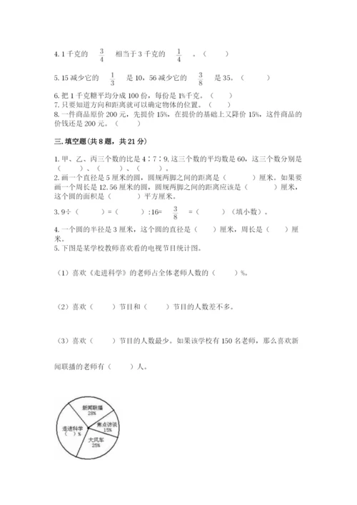 小学数学六年级上册期末测试卷附参考答案（预热题）.docx