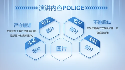 蓝色大气公安警察工作总结计划PPT
