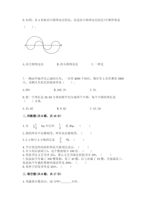 小学数学六年级上册期末测试卷附答案（综合卷）.docx