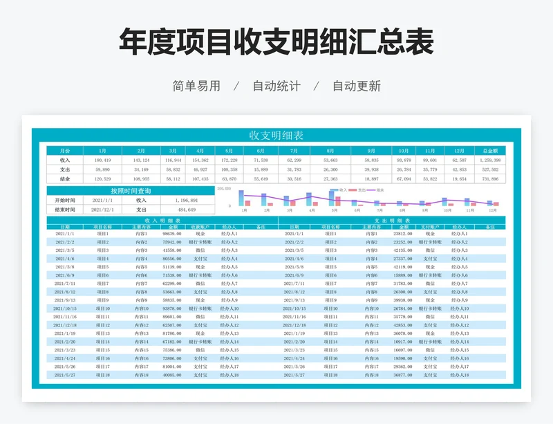 年度项目收支明细汇总表