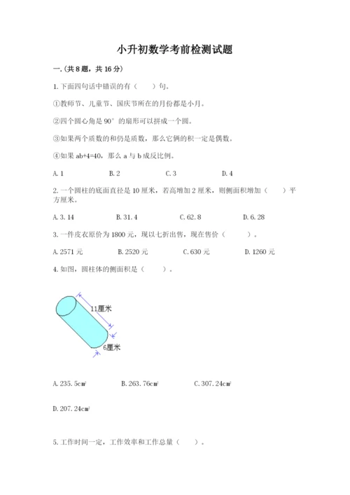 小升初数学考前检测试题带答案ab卷.docx