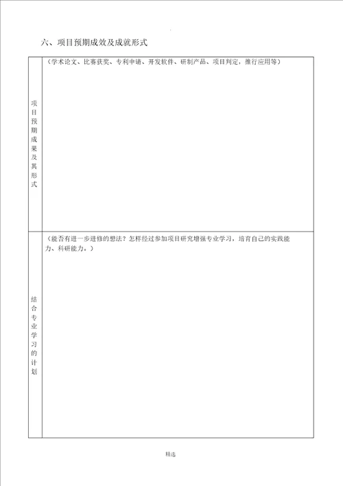 大创项目申报书