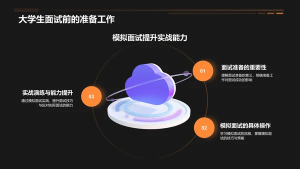 橙色3D风大学生就业指导PPT模板