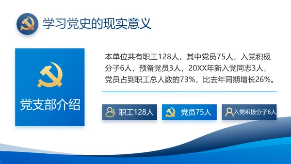 蓝色大气党建党支部年终工作总结PPT