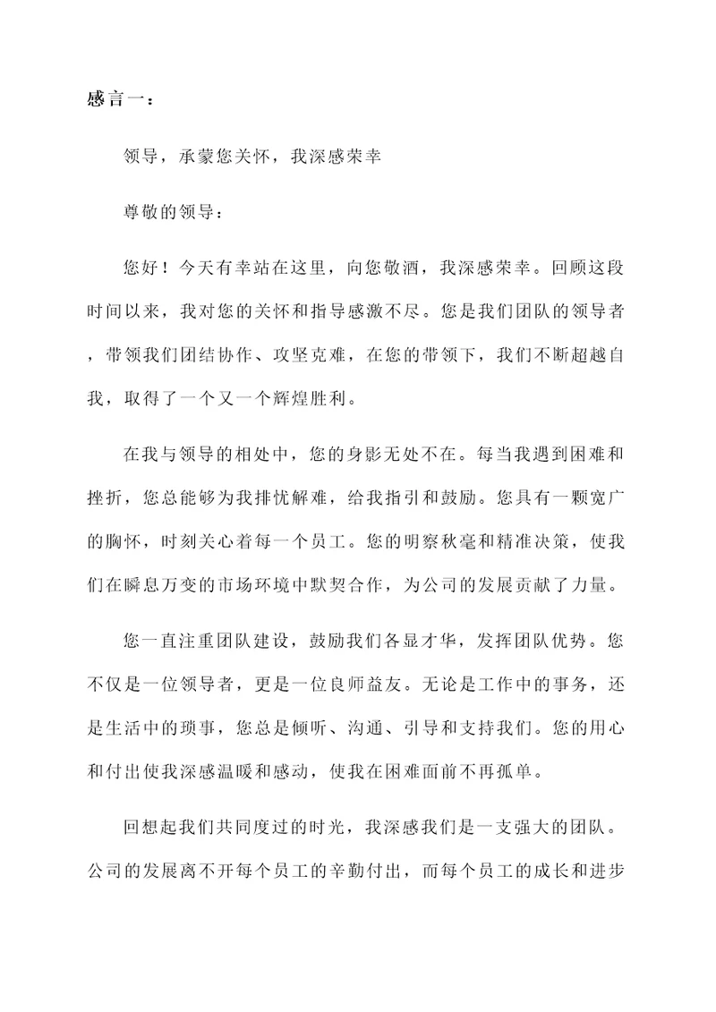 关于给领导敬酒的感言