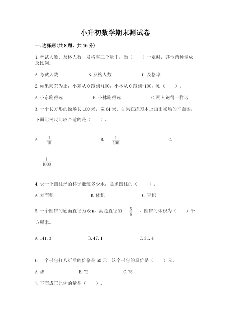 小升初数学期末测试卷精品（实用）.docx