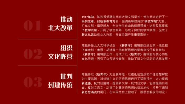 红色素描画人物介绍陈独秀PPT模板