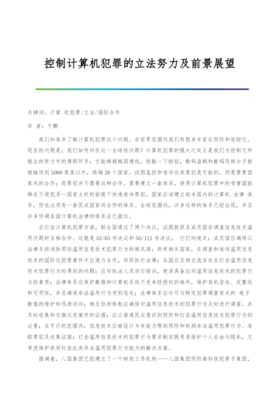 控制计算机犯罪的立法努力及前景展望.docx