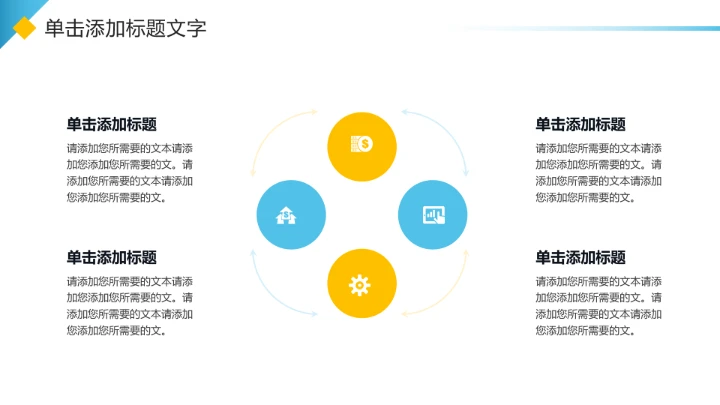 蓝黄色简约风大学生小组项目报告PPT模板