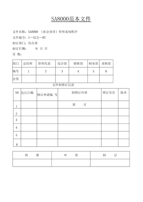 2018全套SA8000社会责任管理体系手册