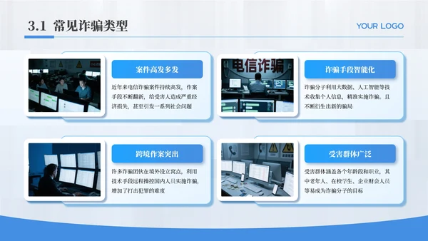 蓝色简约风反诈知识普及教育PPT模板