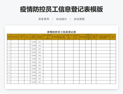 疫情防控员工信息登记表模版