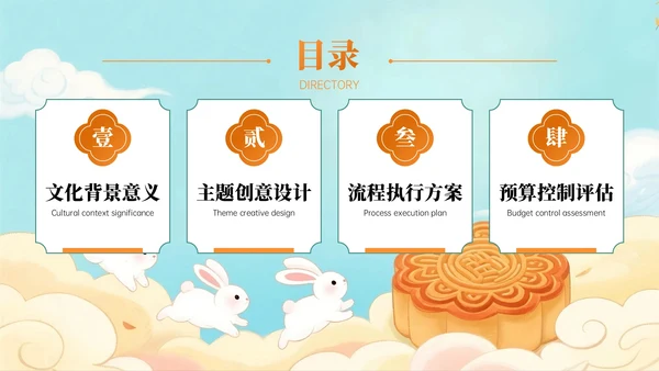 深绿黄色中国风关于中秋节活动策划PPT模板
