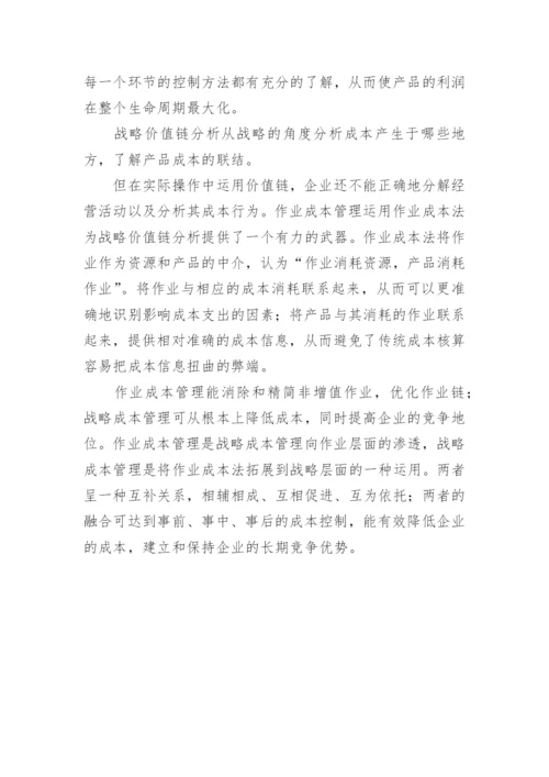 试析作业成本管理与战略成本管理的整合的论文.docx