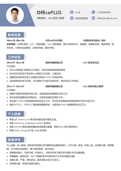 Java研发工程师个人简历模板