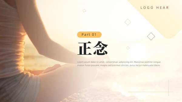 橙色简约风商务正念减压疗法培训PPT模板