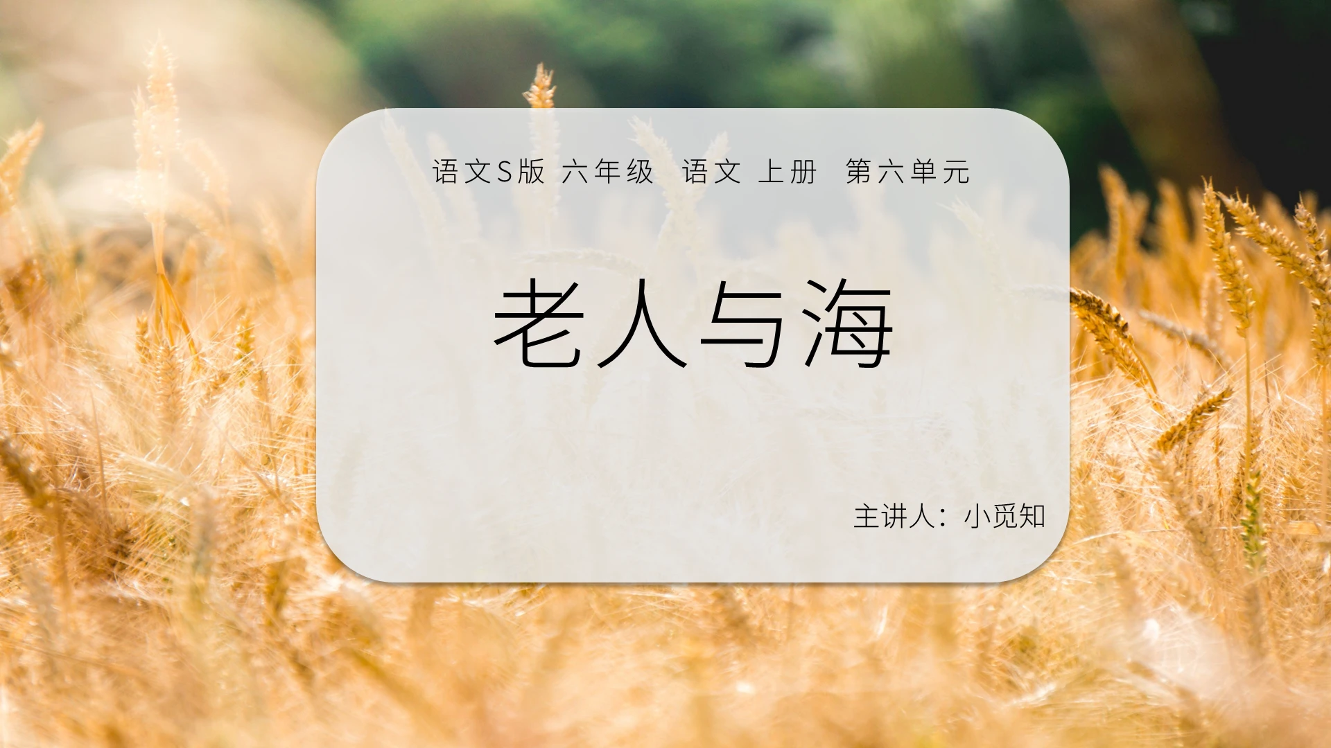 黄色秋季清新课件说课老人与海PPT模板