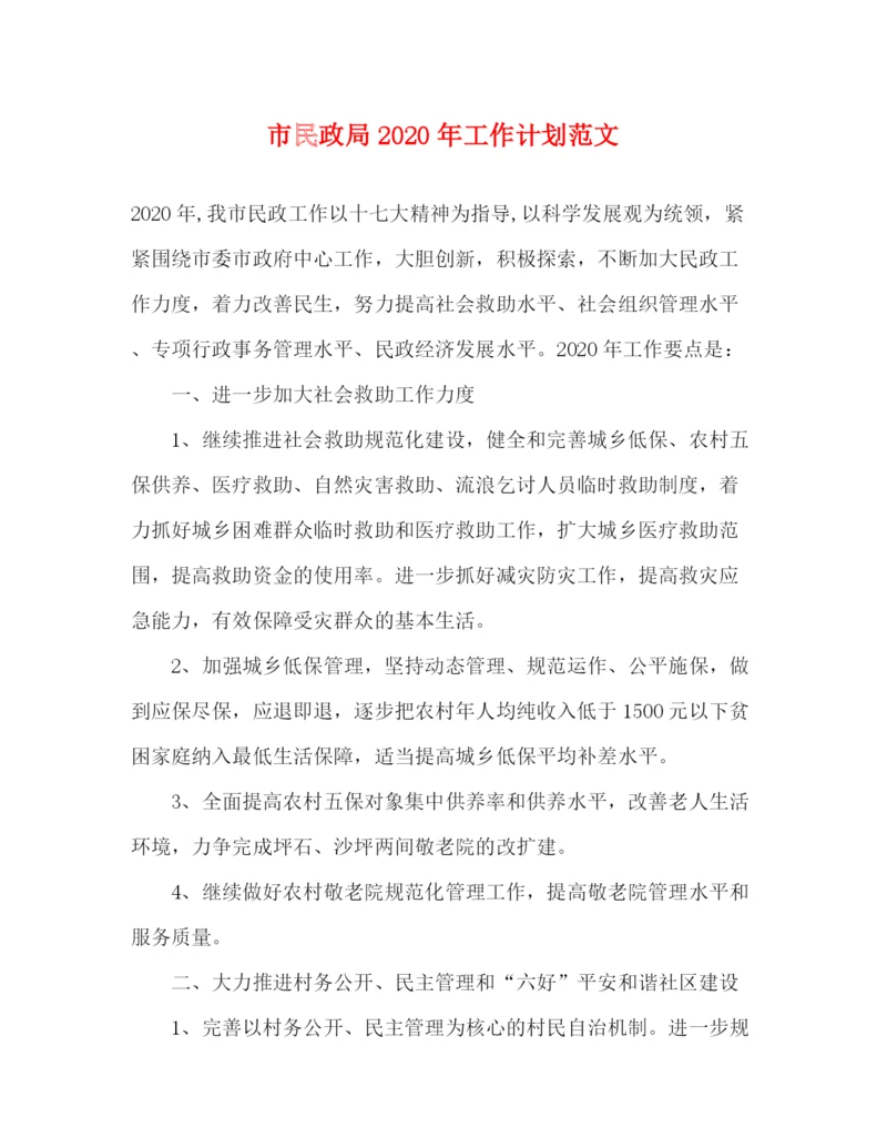 精编之市民政局年工作计划范文.docx