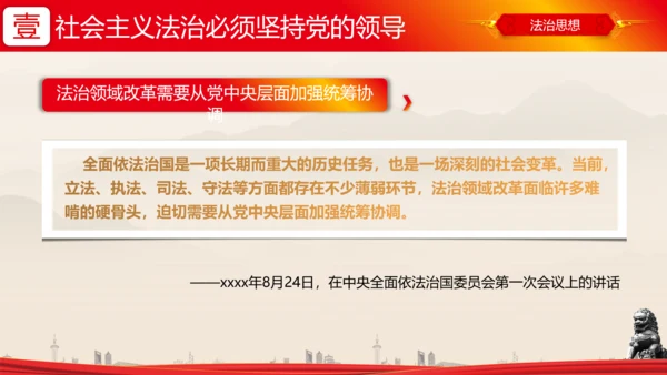 全面依法治国的领导法治思想ppt模板