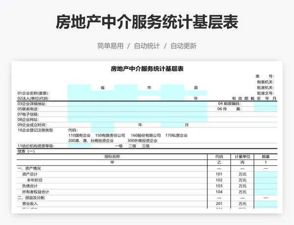 房地产中介服务统计基层表