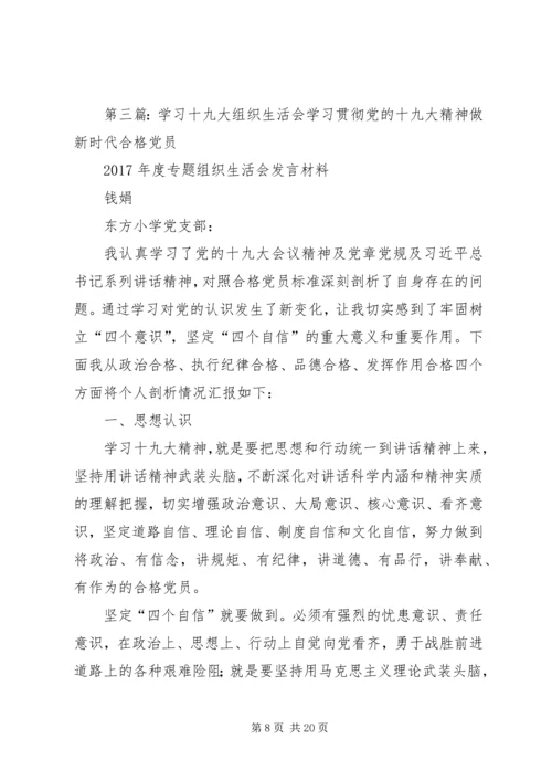 学习贯彻党的十九大精神组织生活会材料.docx