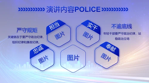 蓝色大气警察公安工作汇报总结PPT动态模板
