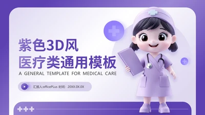 紫色3D风医疗护理类通用PPT模板