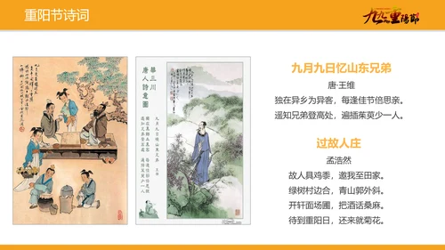 中国风卡通重阳节教学介绍PPT模板