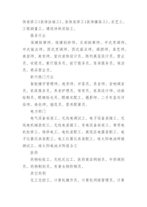 职业技能鉴定工种目录、分类及介绍.docx