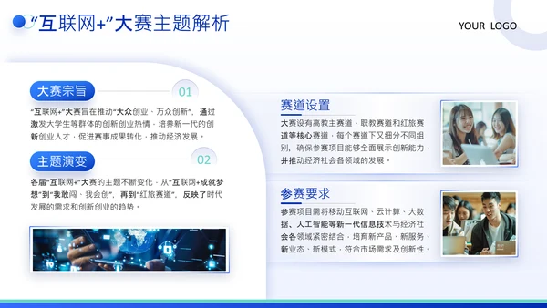 蓝色商务风互联网比赛创业计划书PPT