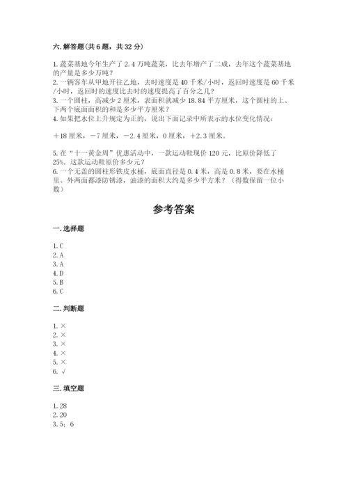 电白县六年级下册数学期末测试卷1套.docx
