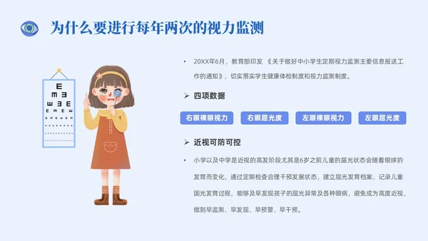 插画风简约形状眼镜预防近视近视防控家长会