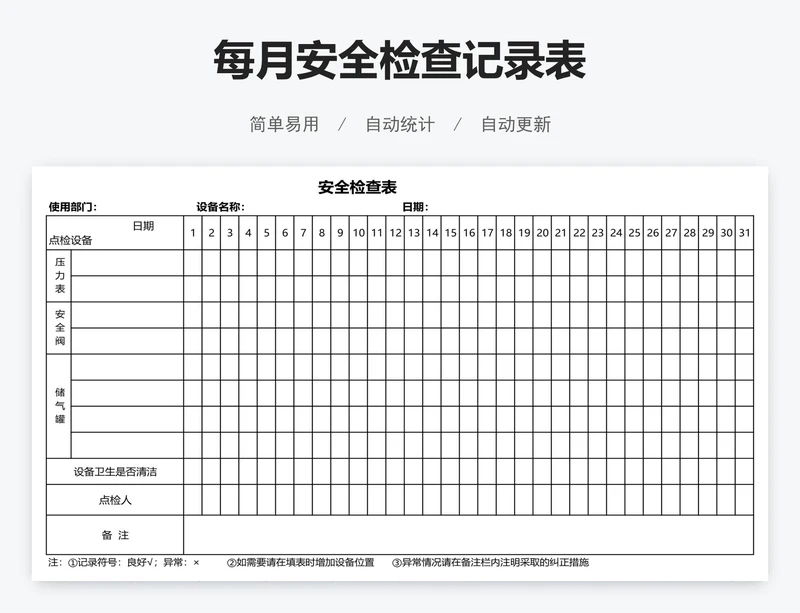 每月安全检查记录表