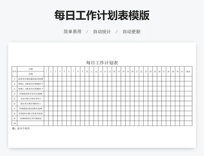 每日工作计划表模版