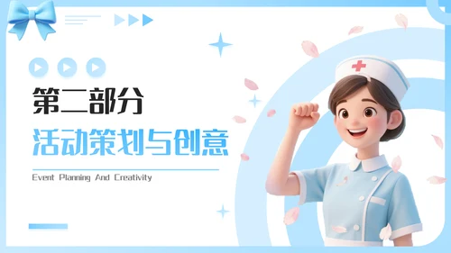 蓝色插画风护士节活动创意方案PPT模板