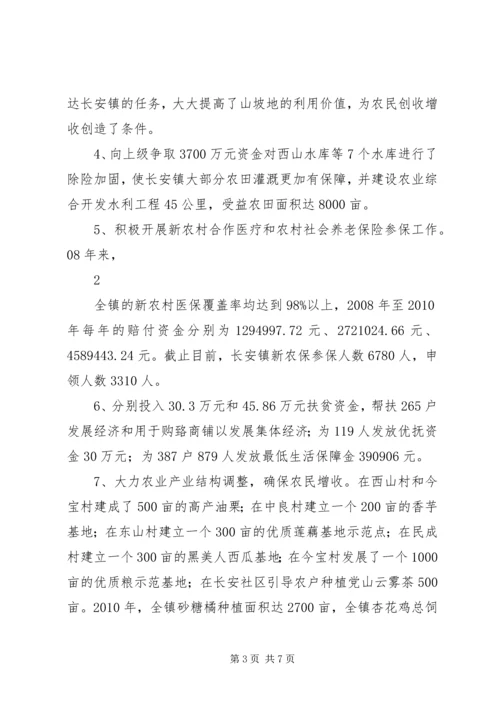 关于XX省XX县区长安镇的调研材料.docx