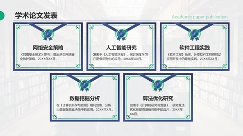 蓝色商务风研究生个人简历学术亮点展示PPT模板