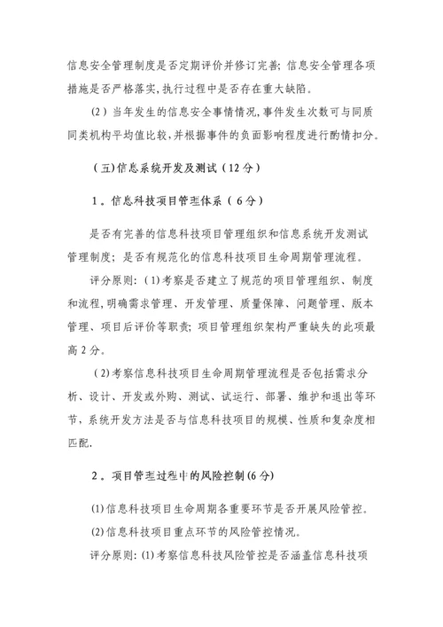 商业银行信息科技监管评级定量和定性标准.docx