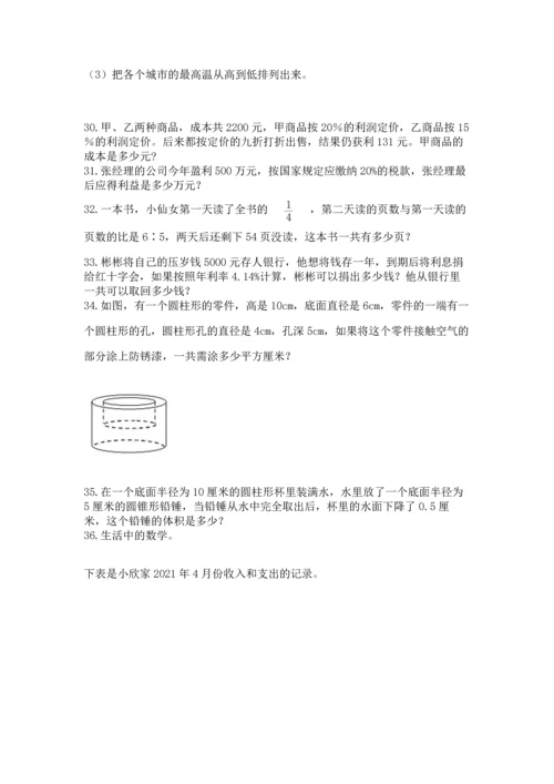 六年级小升初数学解决问题50道带答案（达标题）.docx