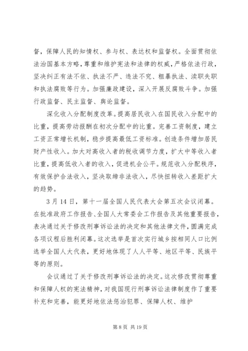 学习两会精神讨论两会热点问题.docx