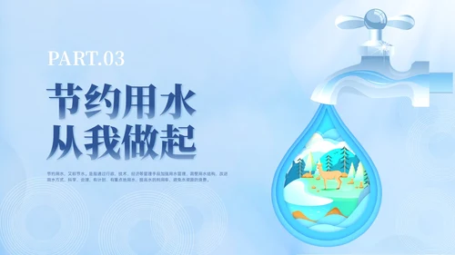 蓝色撕纸风节约用水主题班会世界水日