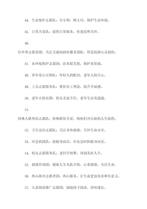 志愿团队名字和口号简短