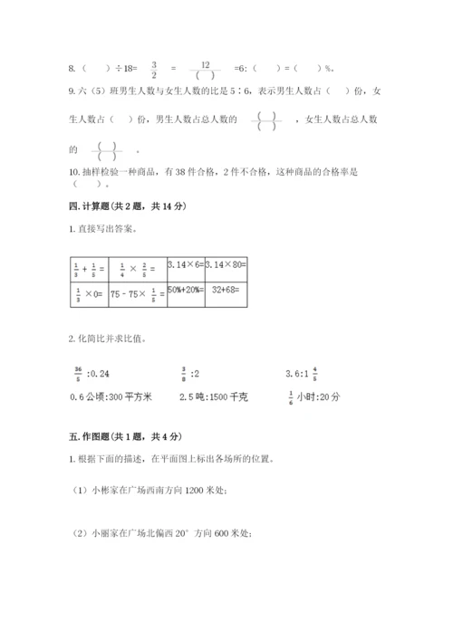 2022年人教版六年级上册数学期末测试卷审定版.docx