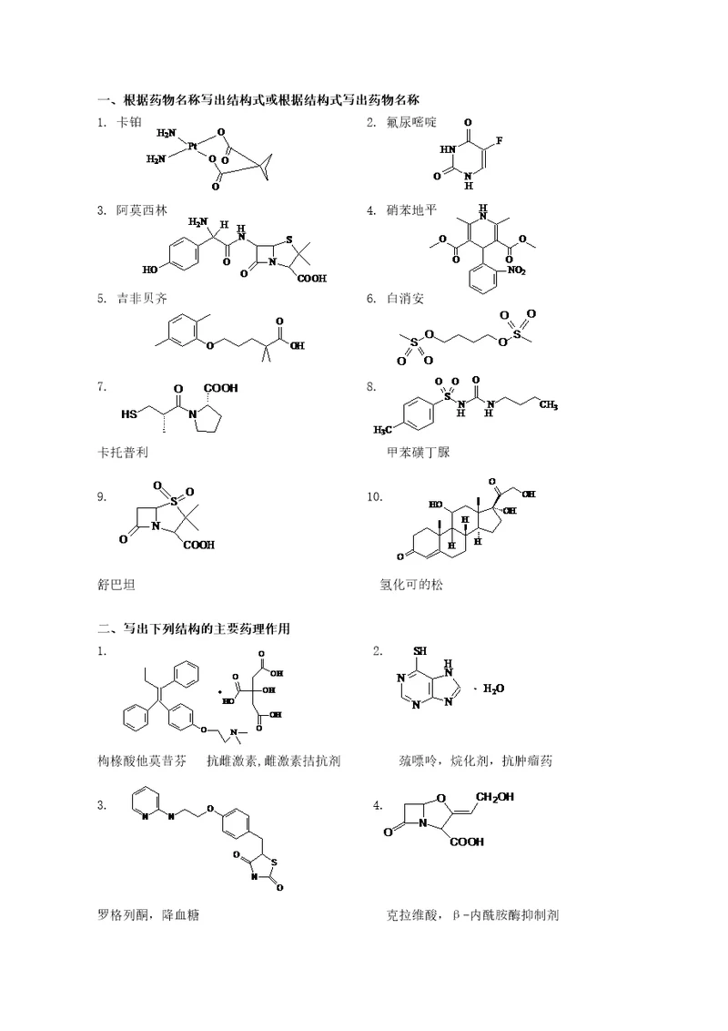 药学本科药物化学期考试题第2套答案