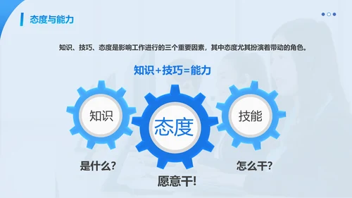 蓝色简约商务客服心态与沟通技巧培训PPT模板心态培训