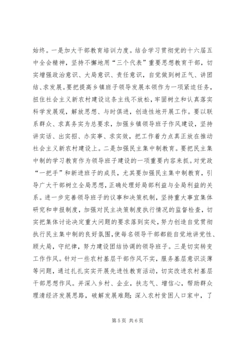 落实党的十六届五中全会精神为建设社会主义新农村提供干部保证.docx