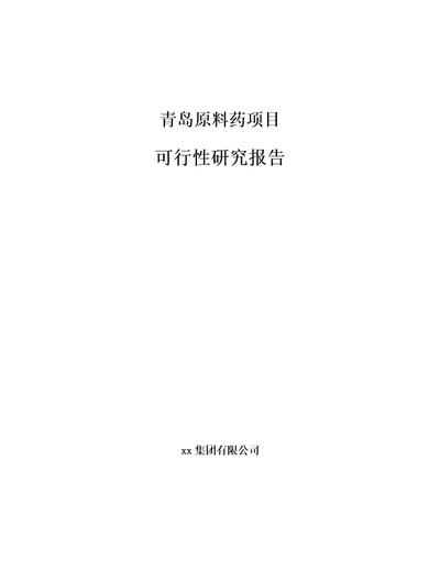 青岛原料药项目可行性研究报告模板范文